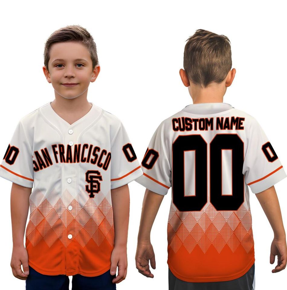 Personalized Gradient Square Shapes San Francisco Baseball Team Jersey, Giants Baseball Team Custom Jersey, Giants Baseball Gift