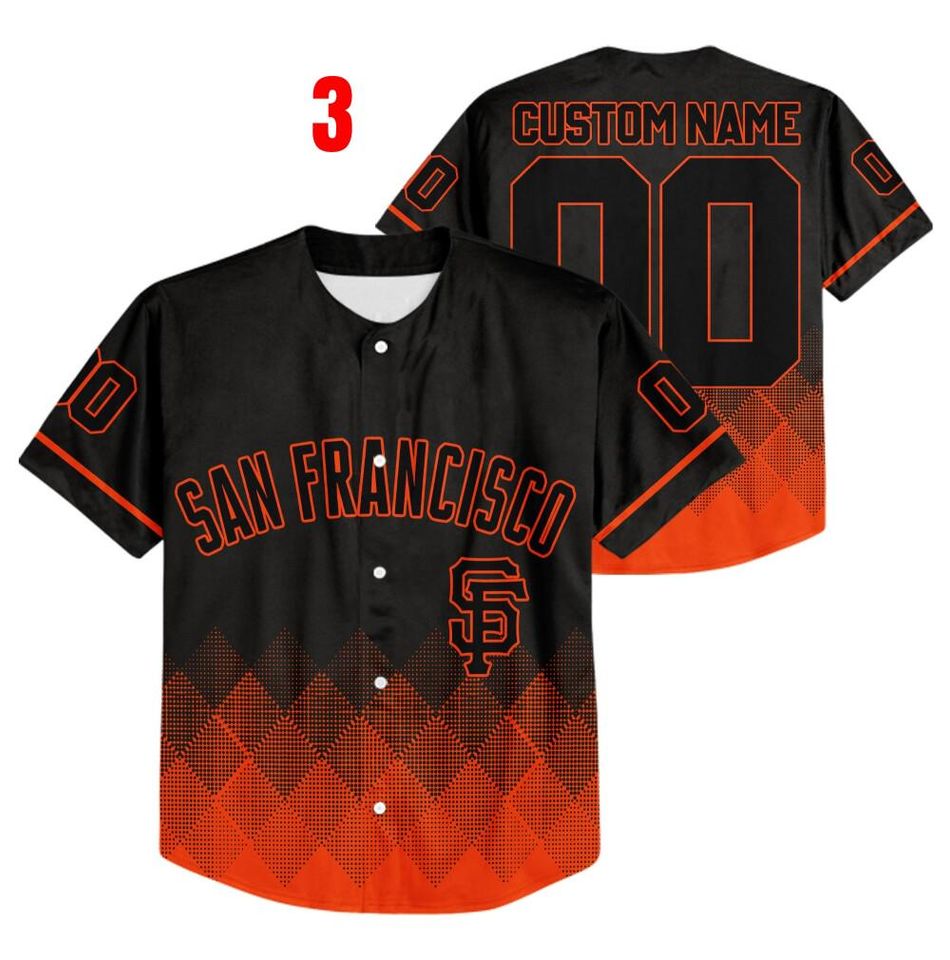 Personalized Gradient Square Shapes San Francisco Baseball Team Jersey, Giants Baseball Team Custom Jersey, Giants Baseball Gift