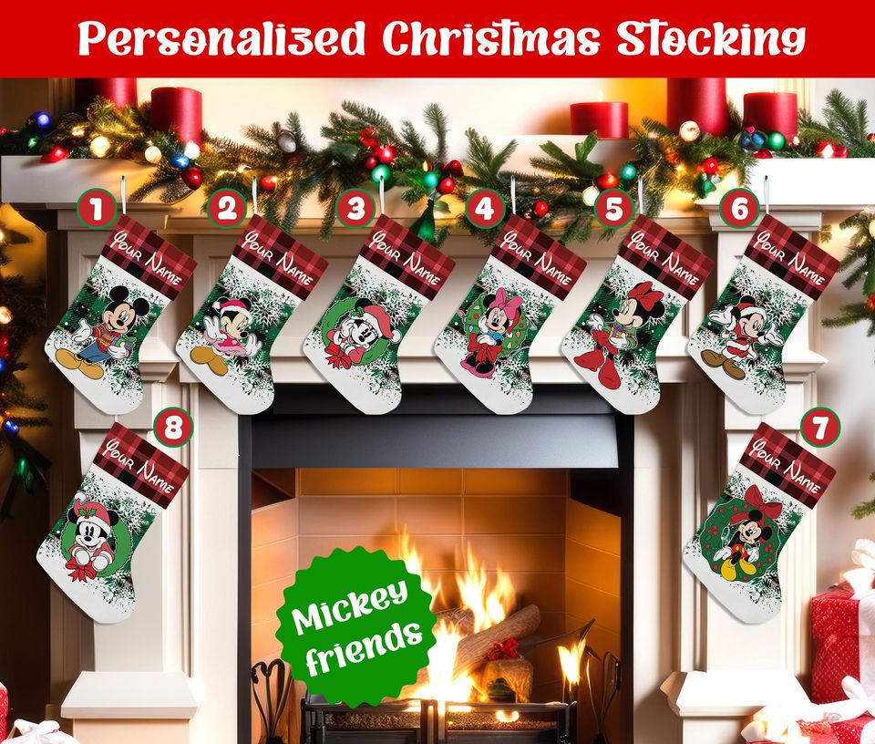 Personalized Name Christmas Stockings, Custom Cartoon Christmas Stocking, Christmas Stocking, Home Decoration, Xmas Stocking, Christmas Gift