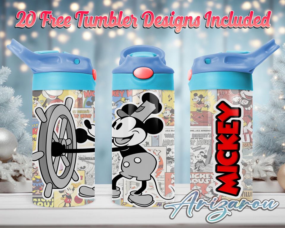 Mouse Cartoon 12oz Kids Flip Top Sippy Cup, Cartoon Sippy cup Tumbler, Mouse MovieTumbler