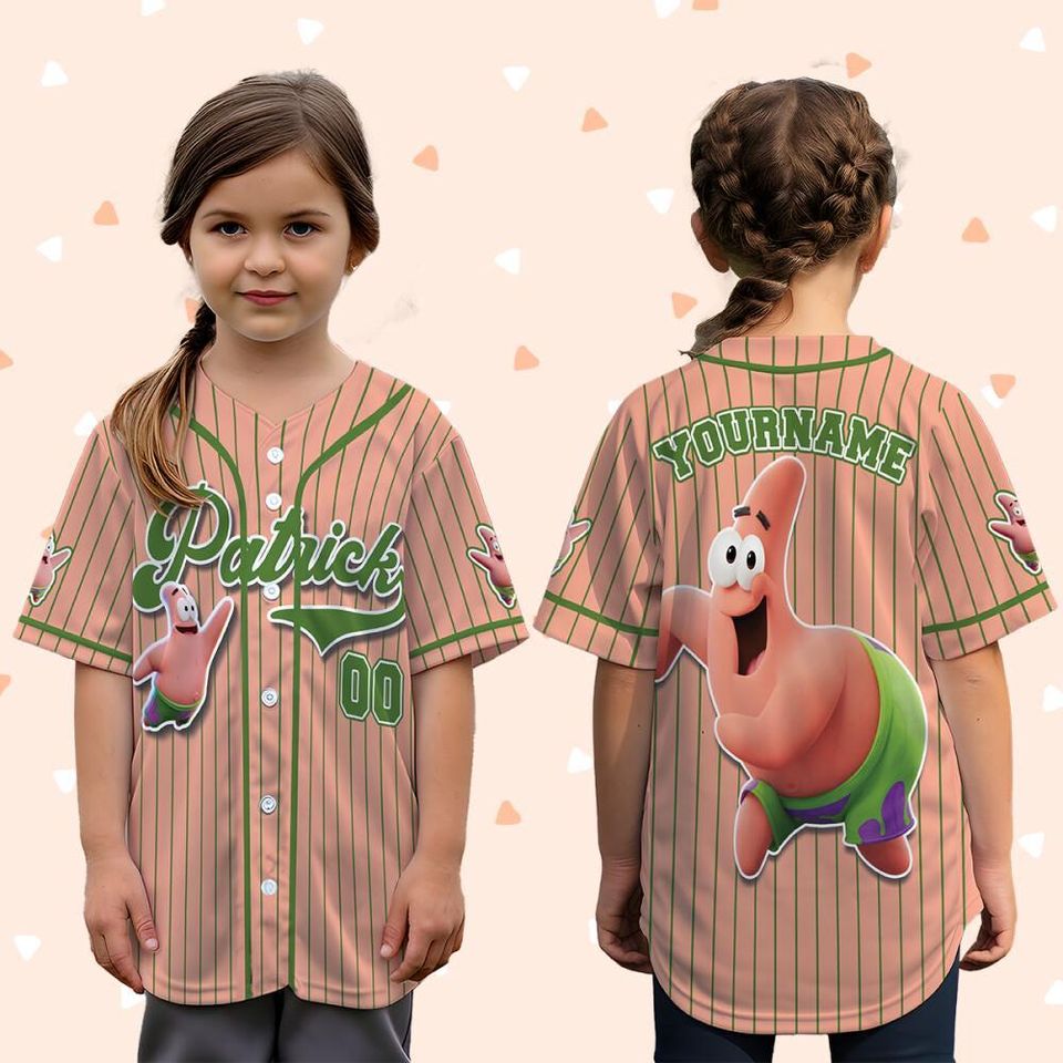 Personalized The SpongeBob SquarePants Movie Baseball Jersey, Patrick Star Custom Printstripe Baseball Jersey, The SpongeBob Fan