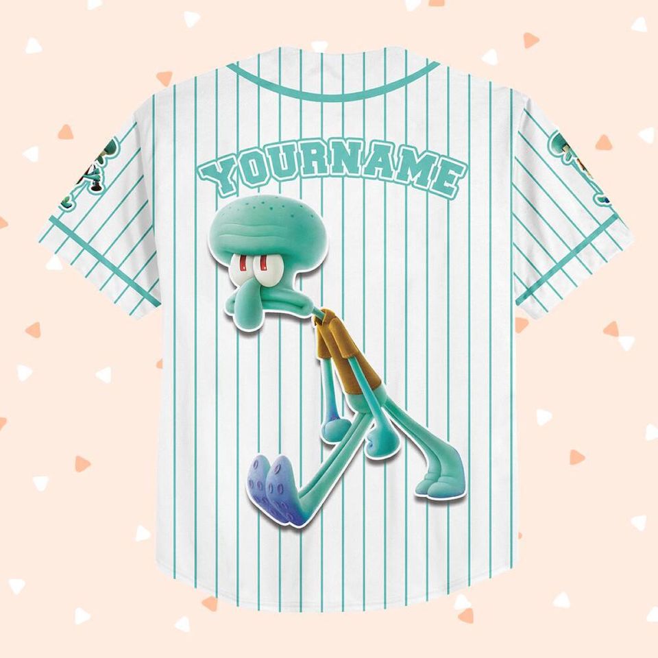 Personalized The SpongeBob SquarePants Movie Baseball Jersey, Squidward Custom Printstripe Baseball Jersey, The SpongeBob Fans