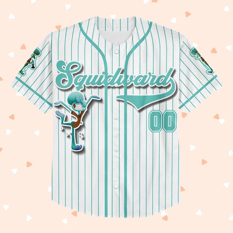 Personalized The SpongeBob SquarePants Movie Baseball Jersey, Squidward Custom Printstripe Baseball Jersey, The SpongeBob Fans