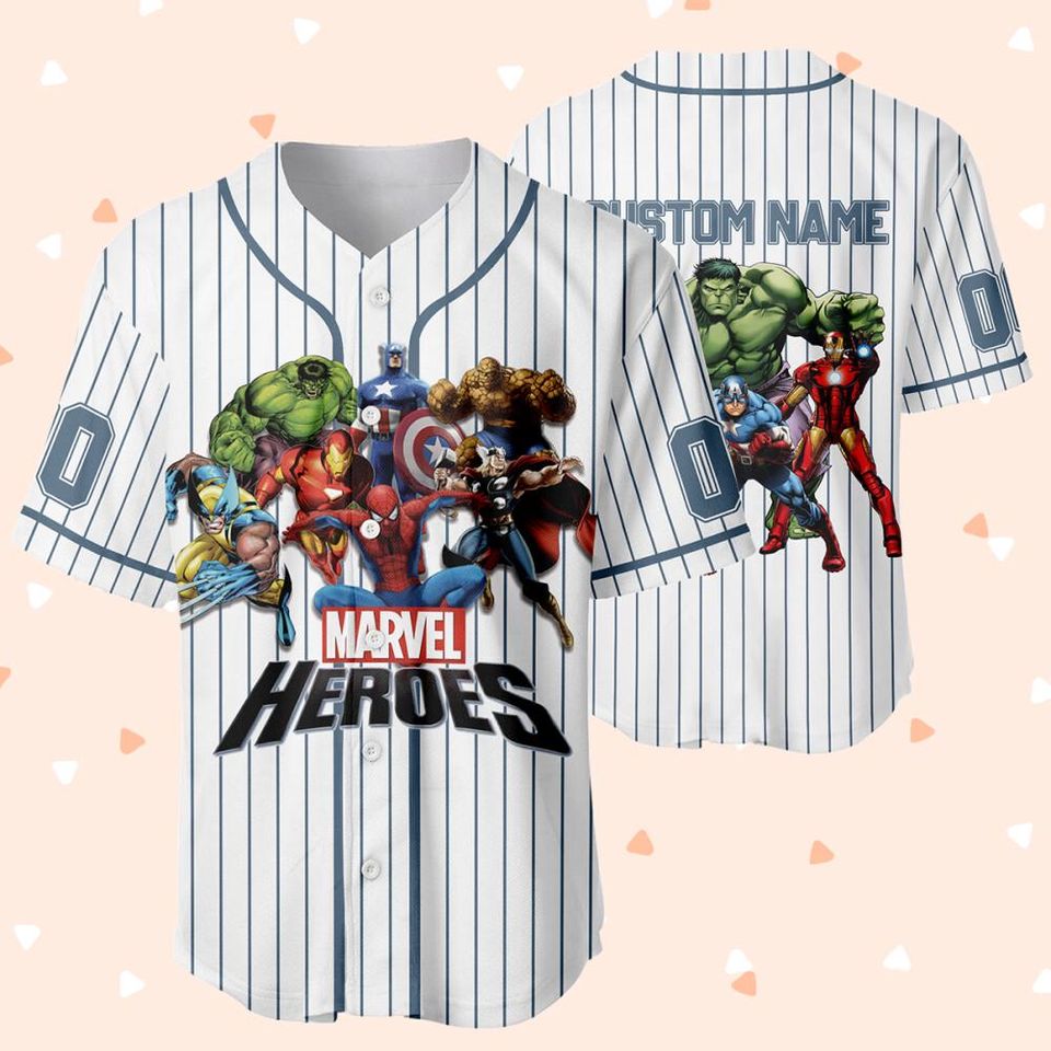Customized Marvel Heros Limited Edition Baseball Jersey, Custom Marvel Jersey For Fans, Marvel Heros Comics Jersey