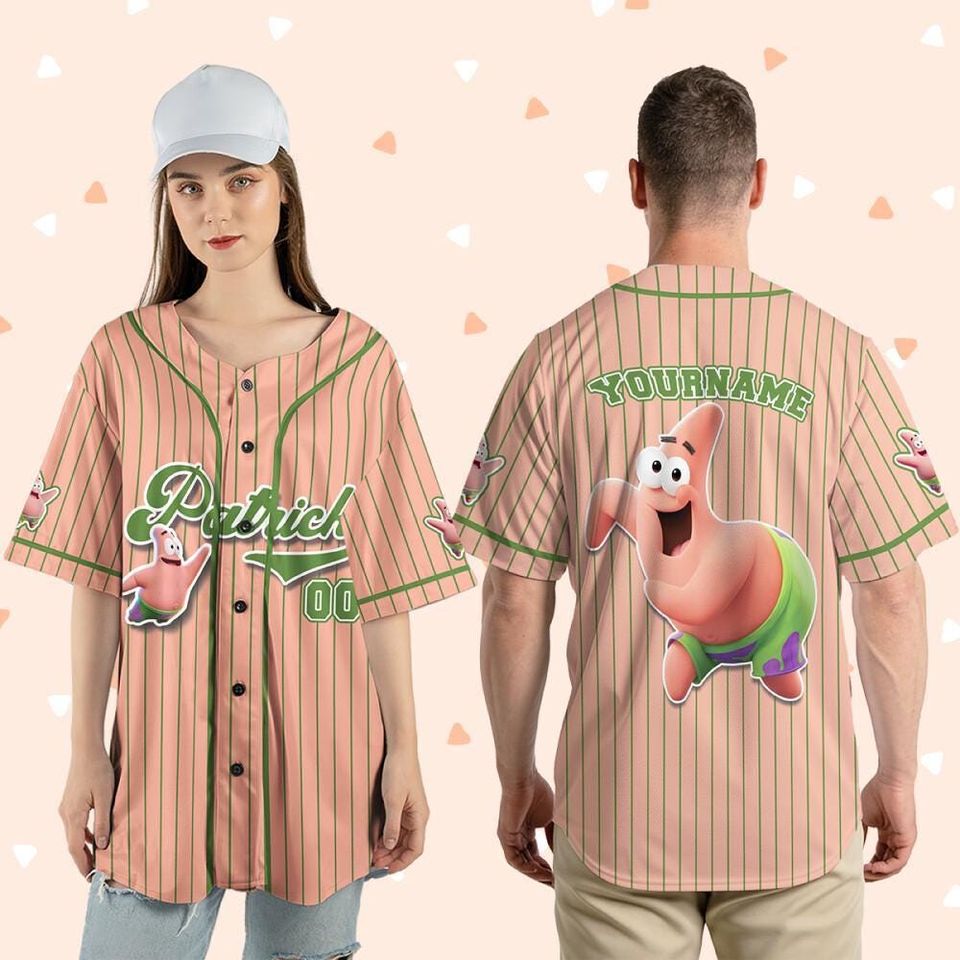 Personalized The SpongeBob SquarePants Movie Baseball Jersey, Patrick Star Custom Printstripe Baseball Jersey, The SpongeBob Fan