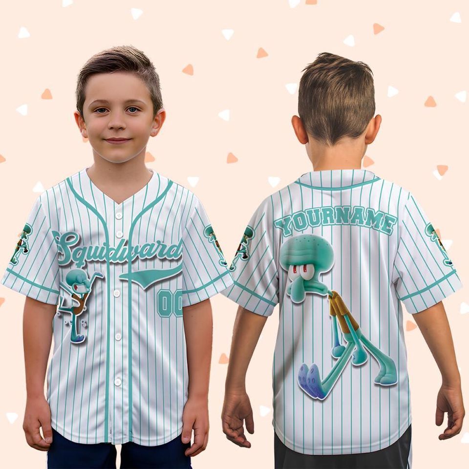 Personalized The SpongeBob SquarePants Movie Baseball Jersey, Squidward Custom Printstripe Baseball Jersey, The SpongeBob Fans