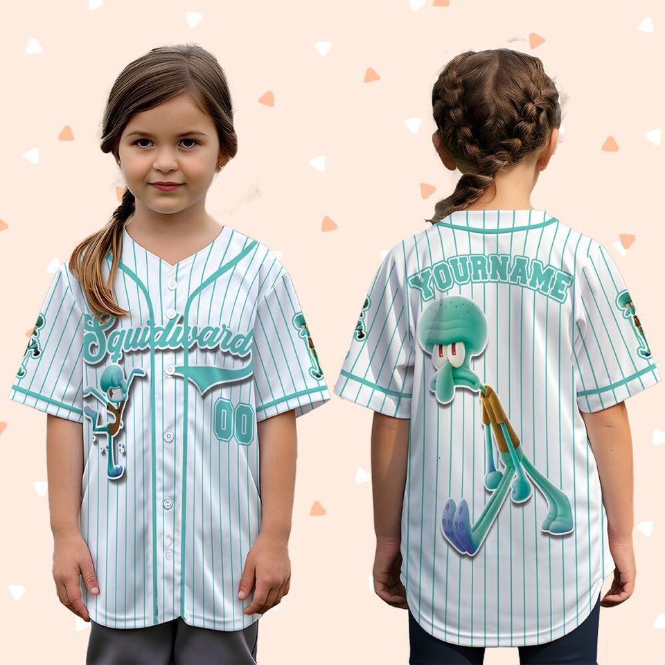 Personalized The SpongeBob SquarePants Movie Baseball Jersey, Squidward Custom Printstripe Baseball Jersey, The SpongeBob Fans
