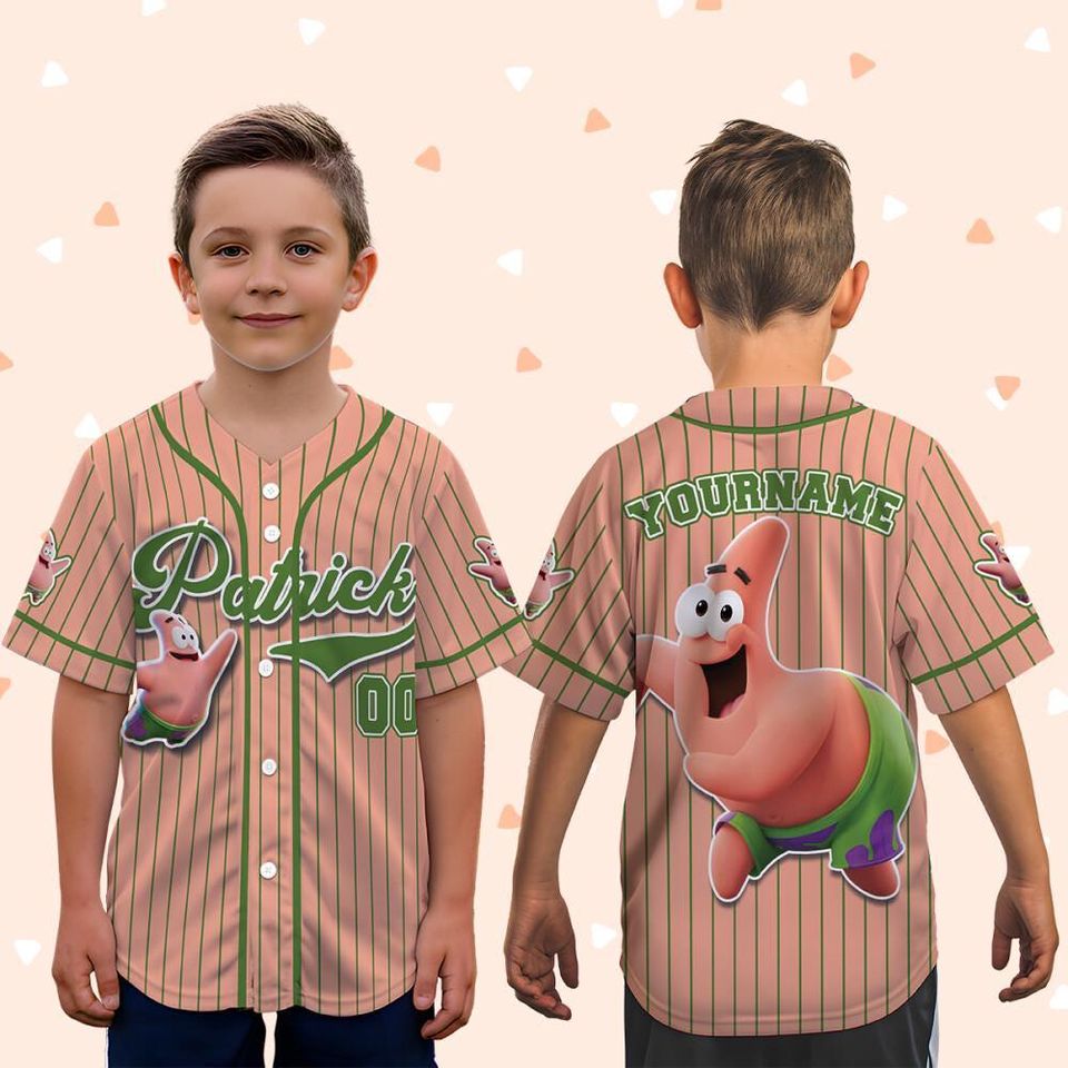 Personalized The SpongeBob SquarePants Movie Baseball Jersey, Patrick Star Custom Printstripe Baseball Jersey, The SpongeBob Fan