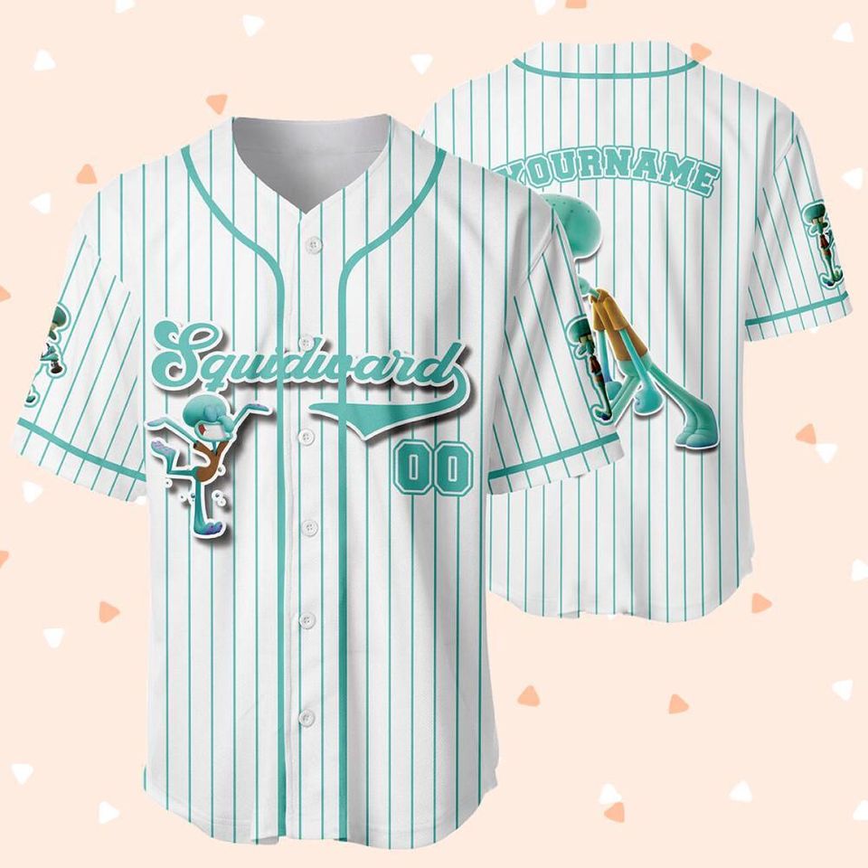 Personalized The SpongeBob SquarePants Movie Baseball Jersey, Squidward Custom Printstripe Baseball Jersey, The SpongeBob Fans
