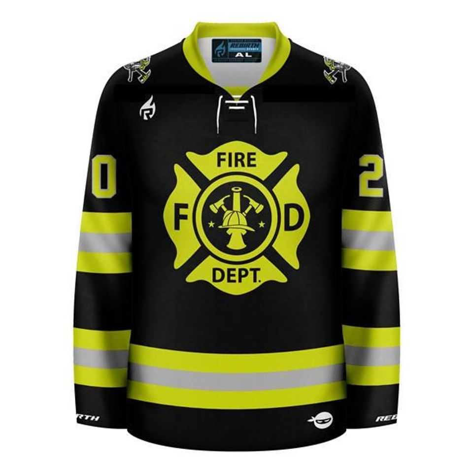 Firefighter - Turnout Gear Black Hockey Jersey