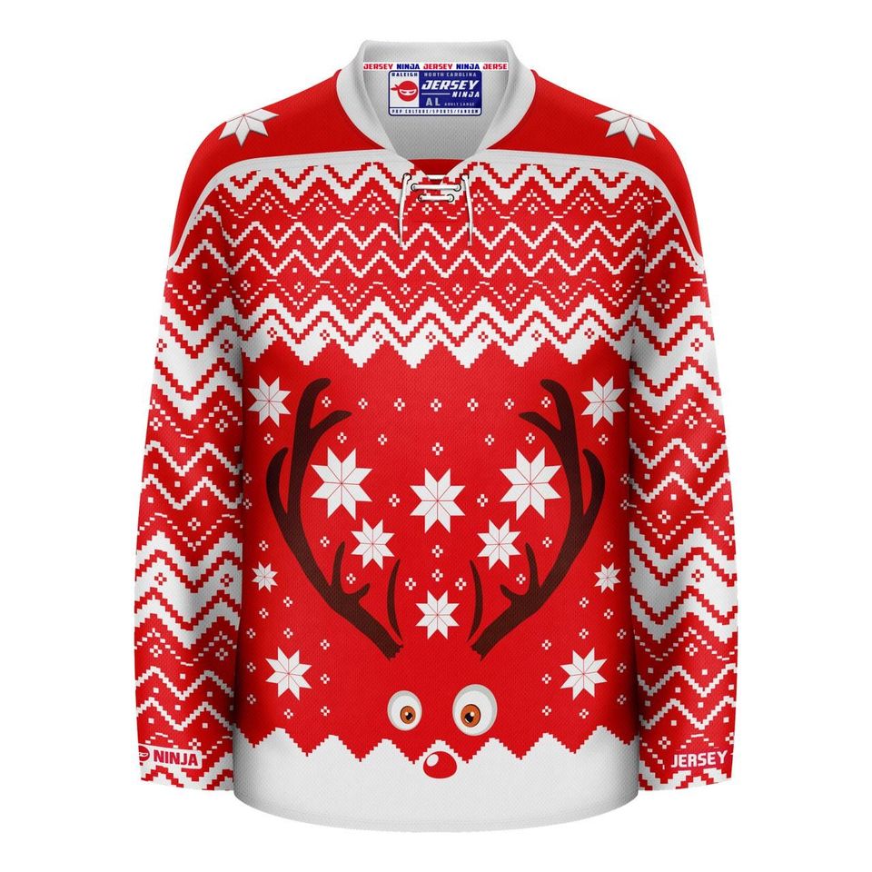 Christmas Rudolph the Red Nosed Reindeer Ugly Sweater Hockey Jersey