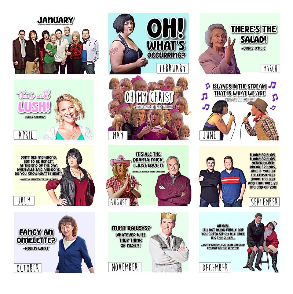 2025 Gavin Stacey calendar, funny Nessa quotes Christmas gift, oh my christ its 2025, wall calendar