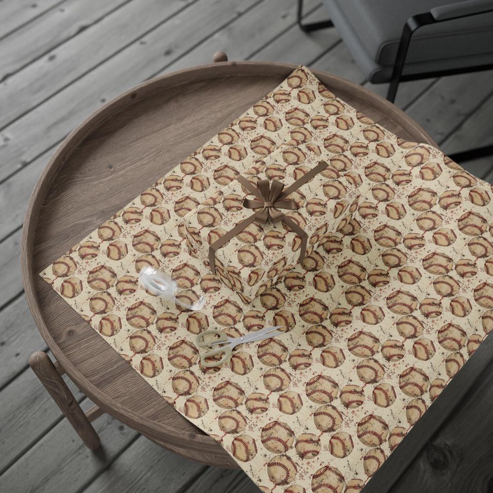 Vintage Baseball Gift Wrap: Retro Sports Seamless Pattern