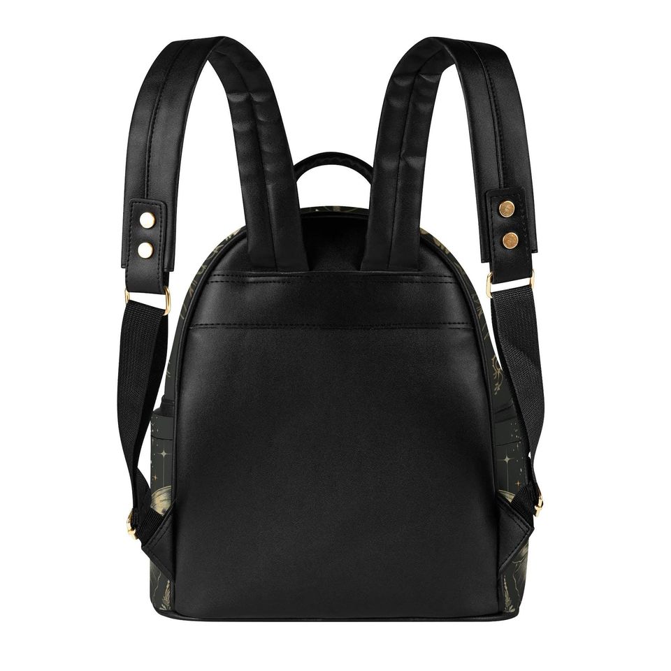 Goth Moth Moon PU Leather Mini Backpack