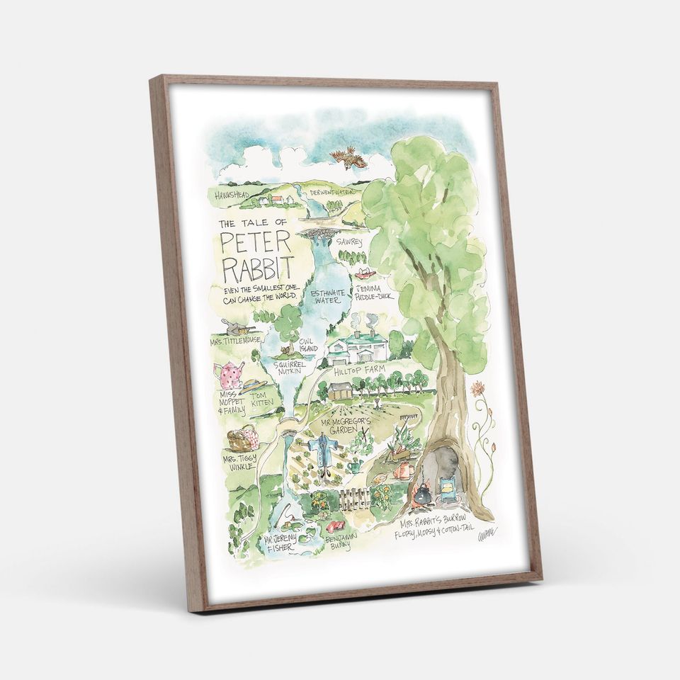 Peter Rabbit Watercolor Map Art Poster Easter