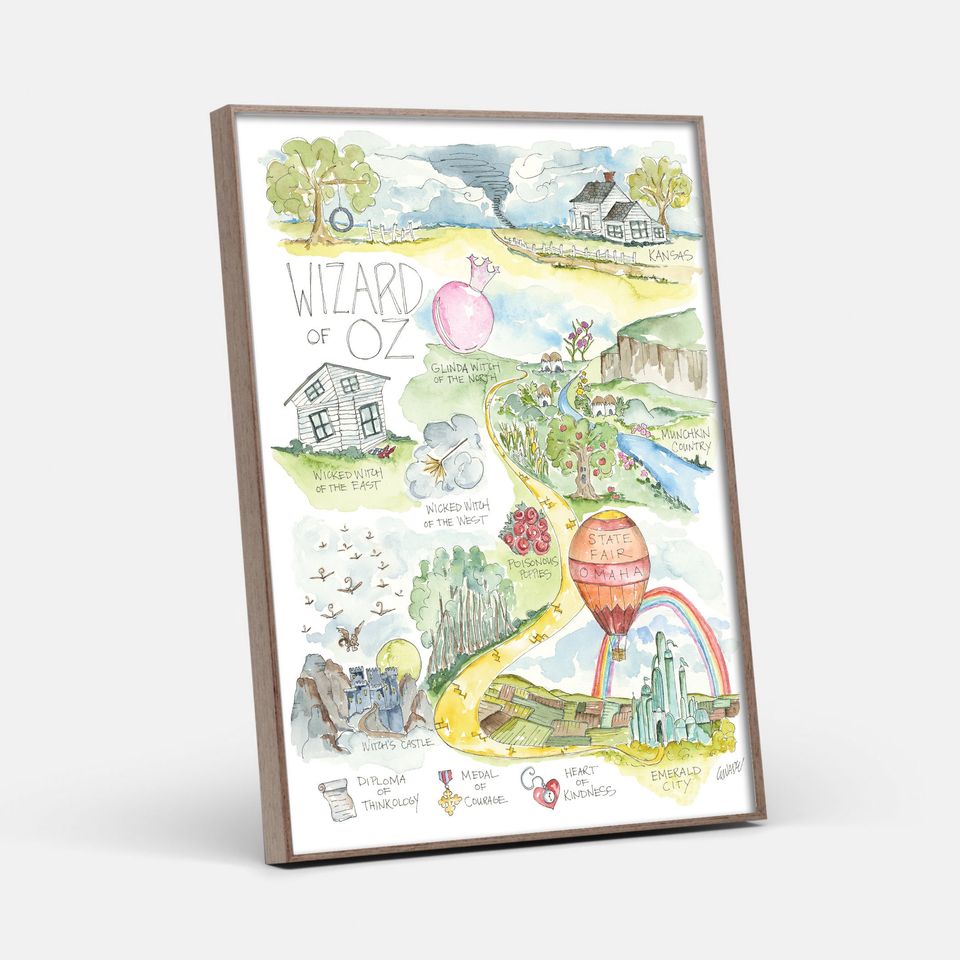 Wizard of Oz Watercolor Map Art Poster