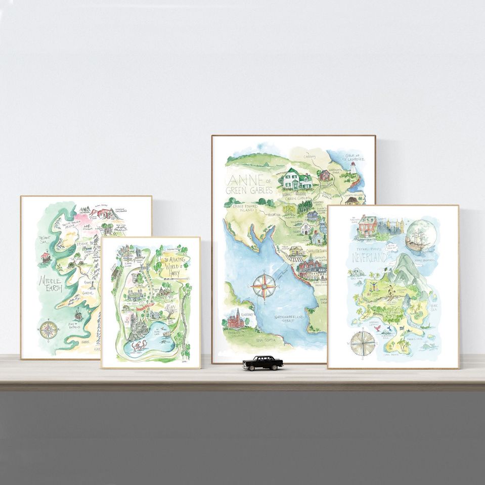 Perseus Jackson Watercolor Map Art Poster