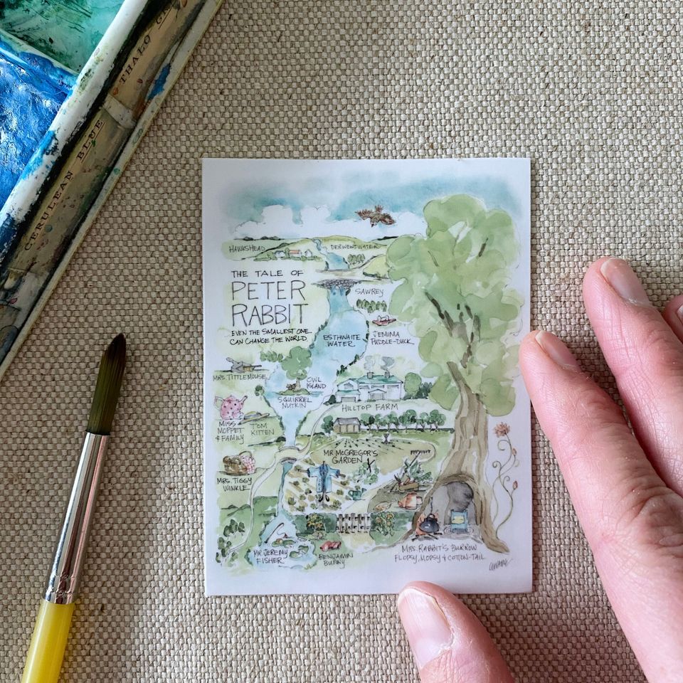 Peter Rabbit Watercolor Map Art Poster Easter
