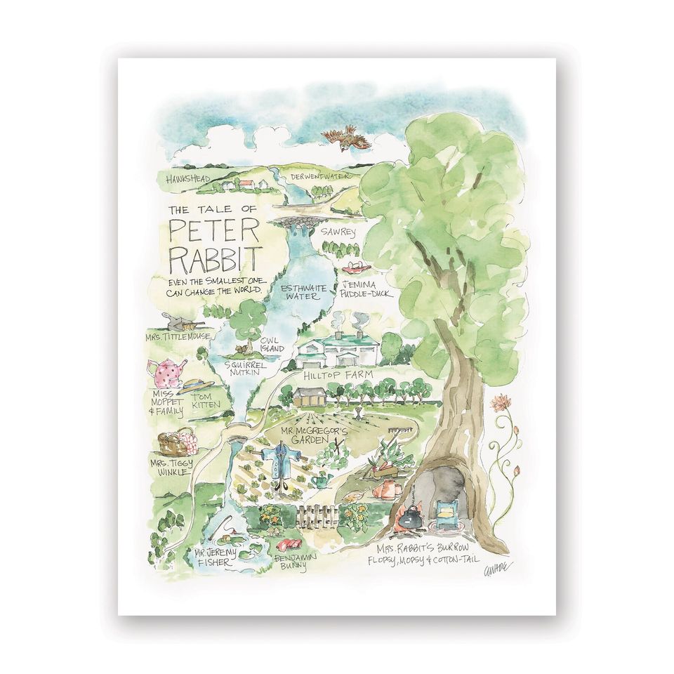 Peter Rabbit Watercolor Map Art Poster Easter