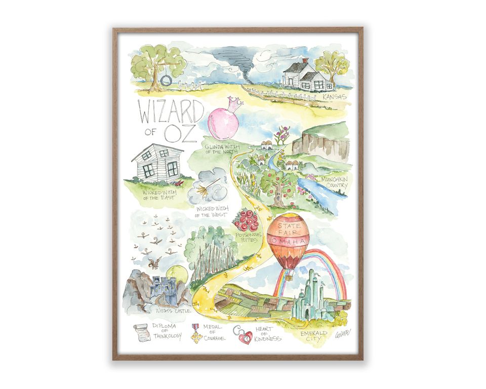 Wizard of Oz Watercolor Map Art Poster