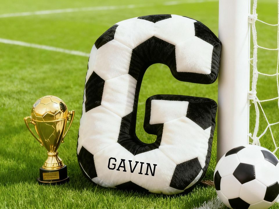 Personalized Soccer Letter Pillow,Custom Initial Pillow with name,Football Lover Player Fans Gift,2026 World Cup Gift for Soccer Players