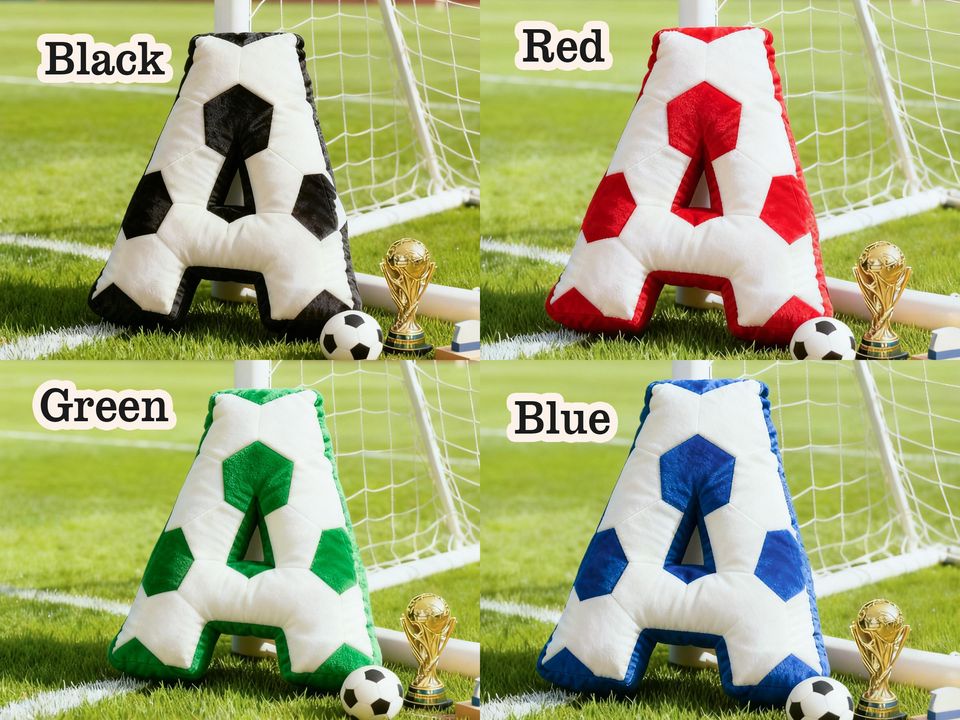 Personalized Soccer Letter Pillow,Custom Initial Pillow with name,Football Lover Player Fans Gift,2026 World Cup Gift for Soccer Players