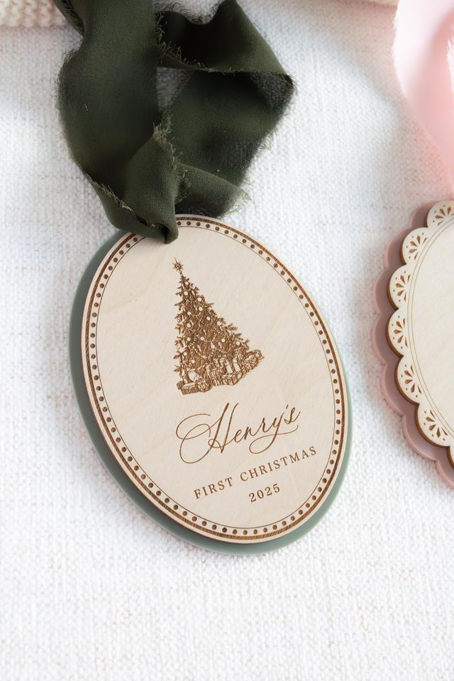 2025 Babys First Christmas Ornament, personalized newborn gift, holiday keepsake