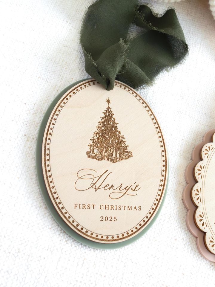 2025 Babys First Christmas Ornament, personalized newborn gift, holiday keepsake