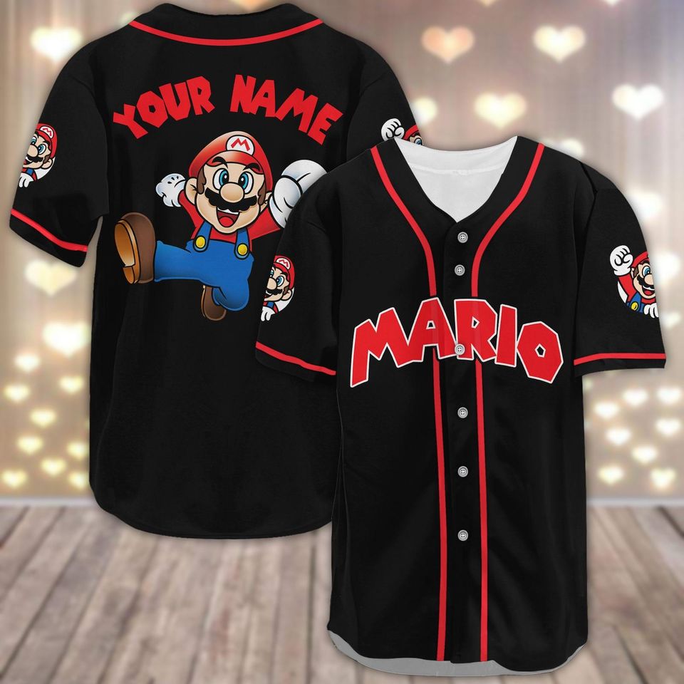 Custom Super Mario Baseball Jersey, Mario Bros Jersey Men, Team Jersey For Game Lover, Matching Game Character Tee, Super Mario Fan