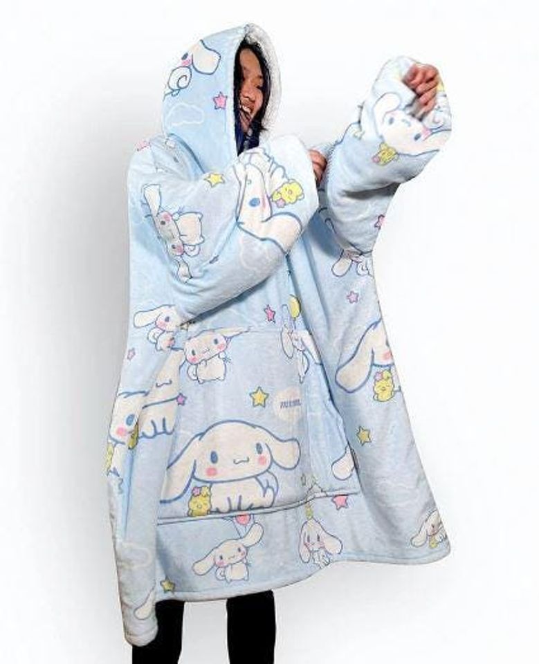 Anime Blanket Hoodie in Cinnamoroll Hello Kitty Look blanket hoodie