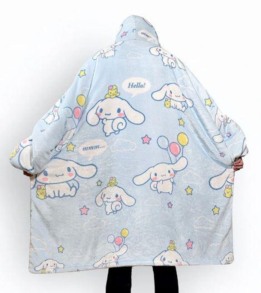 Anime Blanket Hoodie in Cinnamoroll Hello Kitty Look blanket hoodie
