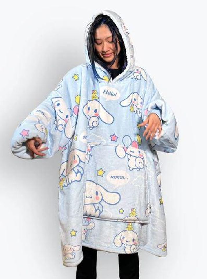 Anime Blanket Hoodie in Cinnamoroll Hello Kitty Look blanket hoodie