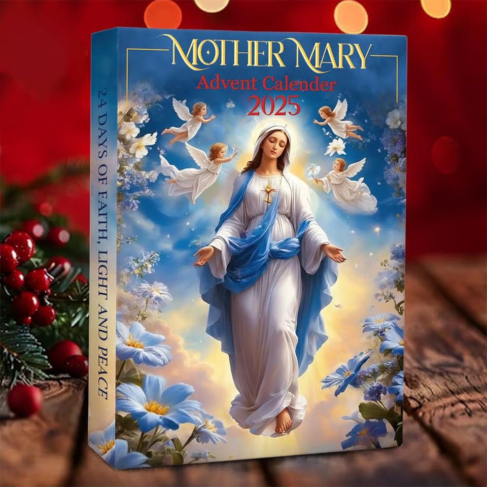 Mother Mary Advent Calendar 2025, 24 Day Countdown, Blessed Virgin Ornaments, Faith Christmas Gift, Catholic Holiday Decor Box
