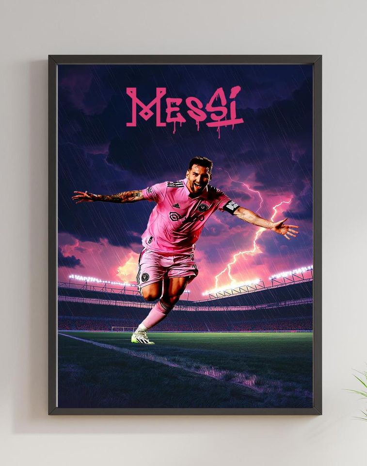 Lionel Messi Inter Miami Vertical Poster Soccer Fan Art