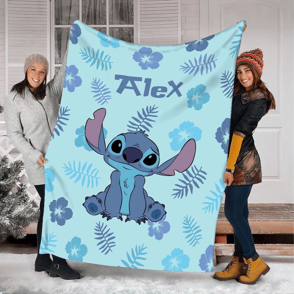 Personalized Stitch Blanket, Custom Name Blanket