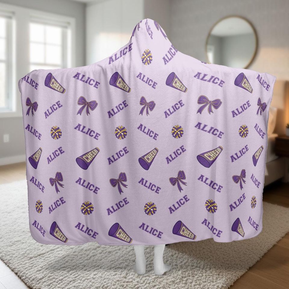 Personalized Cheerleader Hooded Blanket, Cheerleading Lover Gift