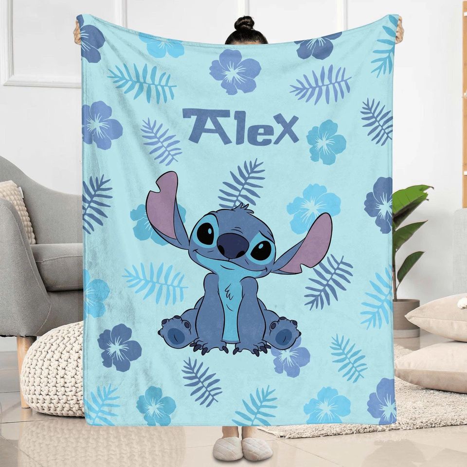 Personalized Stitch Blanket, Custom Name Blanket