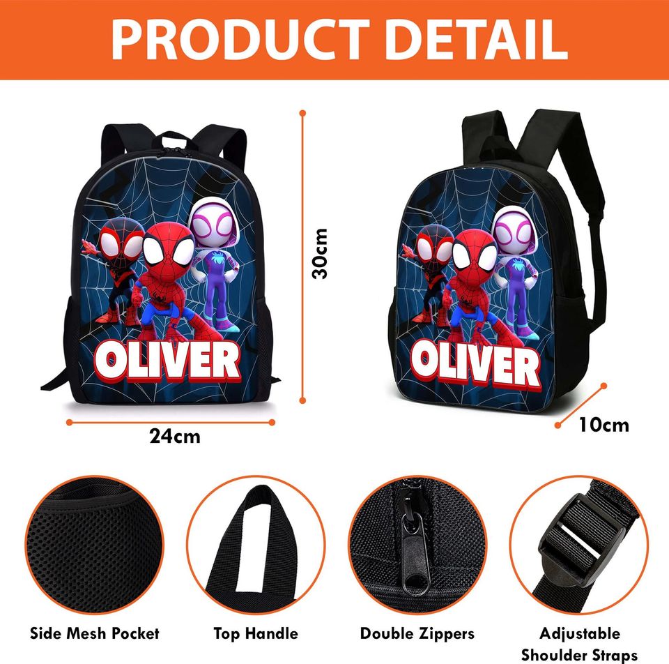 Custom Name Spidey And Friends Backpack, Kids Back To School Gift