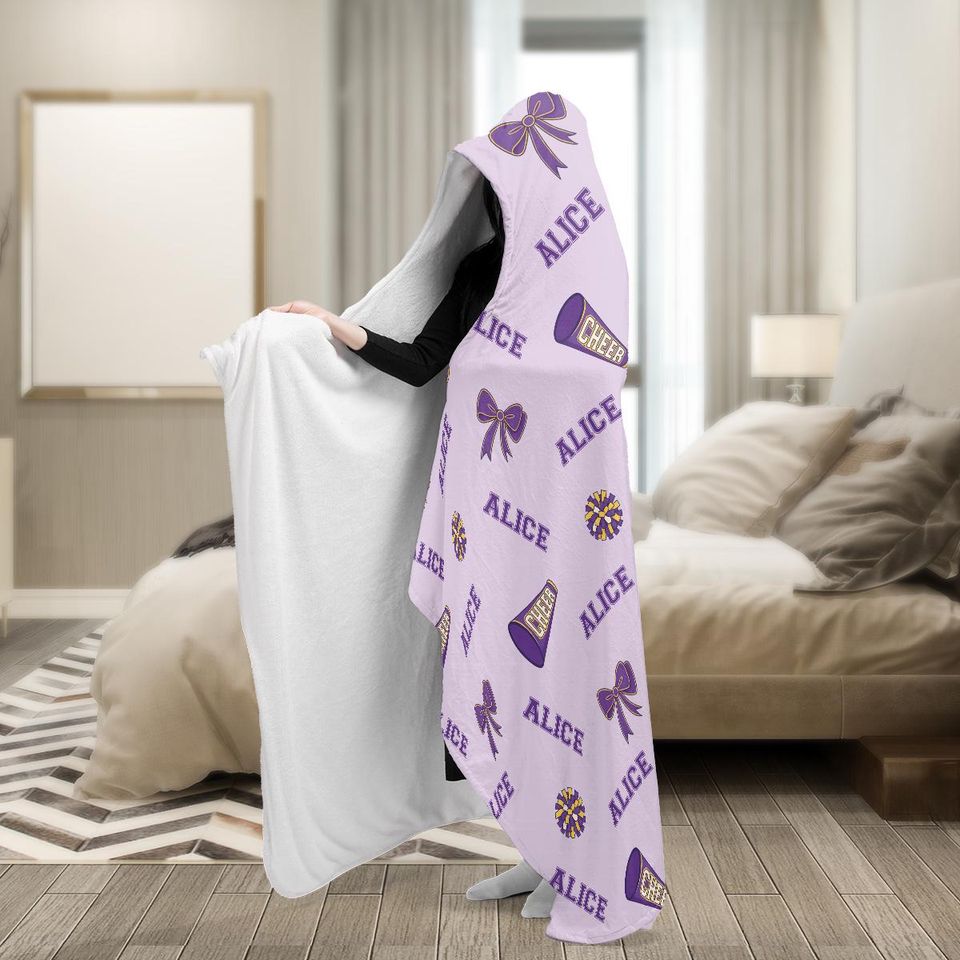 Personalized Cheerleader Hooded Blanket, Cheerleading Lover Gift