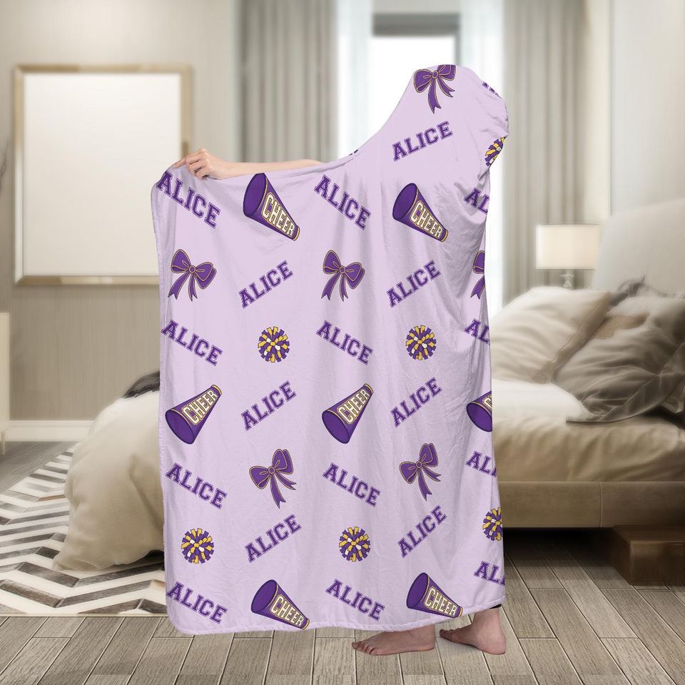 Personalized Cheerleader Hooded Blanket, Cheerleading Lover Gift