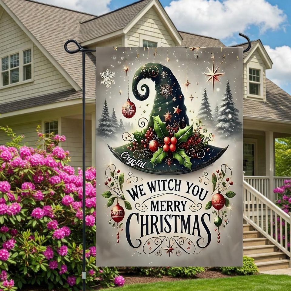 We Witch You Merry Christmas Garden Flag