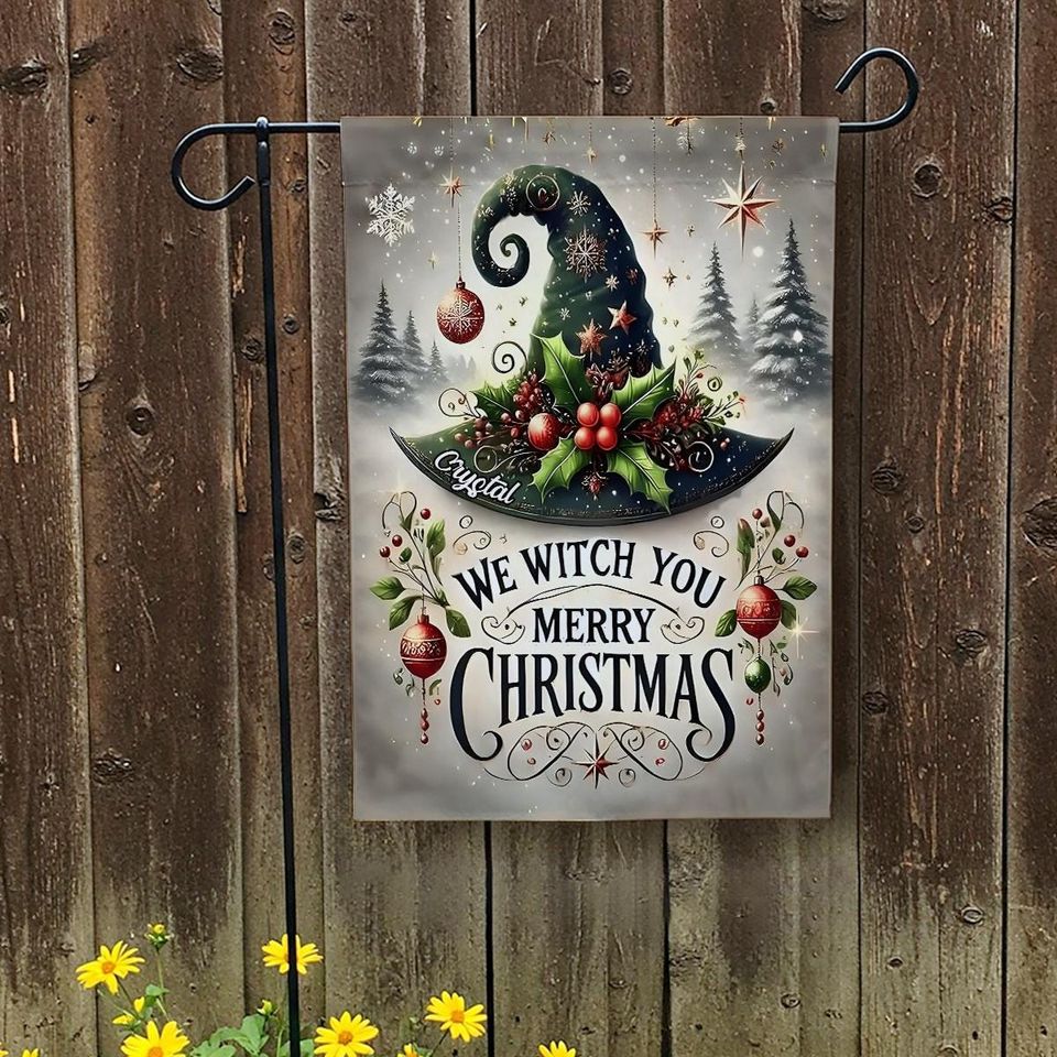We Witch You Merry Christmas Garden Flag