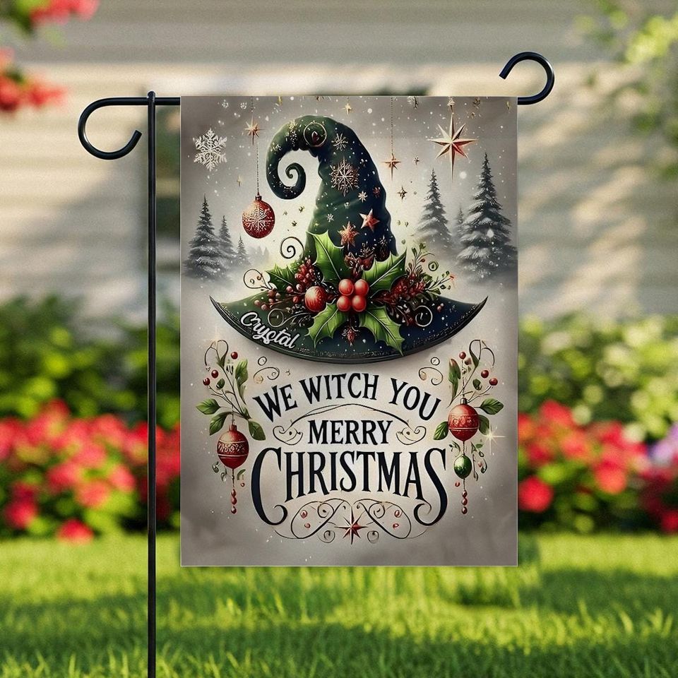 We Witch You Merry Christmas Garden Flag