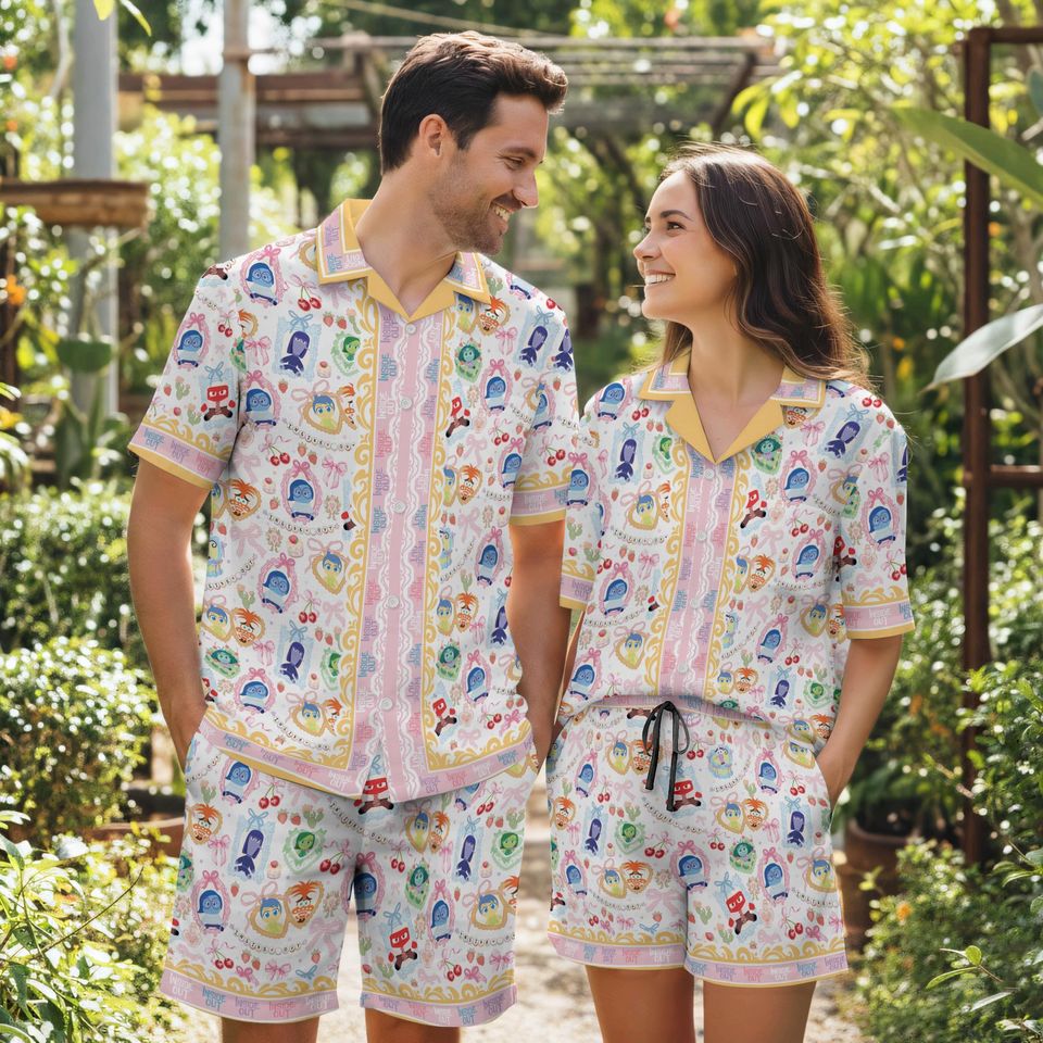 Disneyland Inside Out Hawaiian Shirt, Joy Anger Fear Hawaiian Set, Disneyland Summer Button Up T-shirt, Disneyland Vacation Shirt