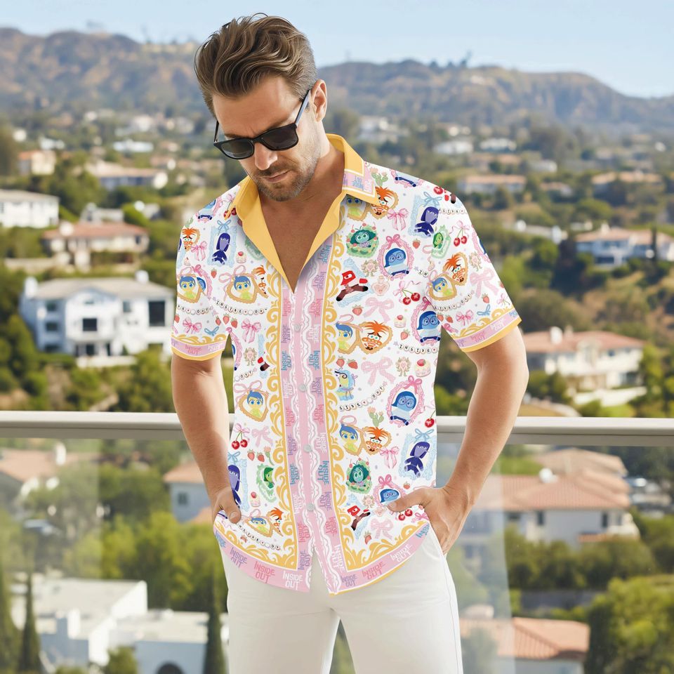 Disneyland Inside Out Hawaiian Shirt, Joy Anger Fear Hawaiian Set, Disneyland Summer Button Up T-shirt, Disneyland Vacation Shirt