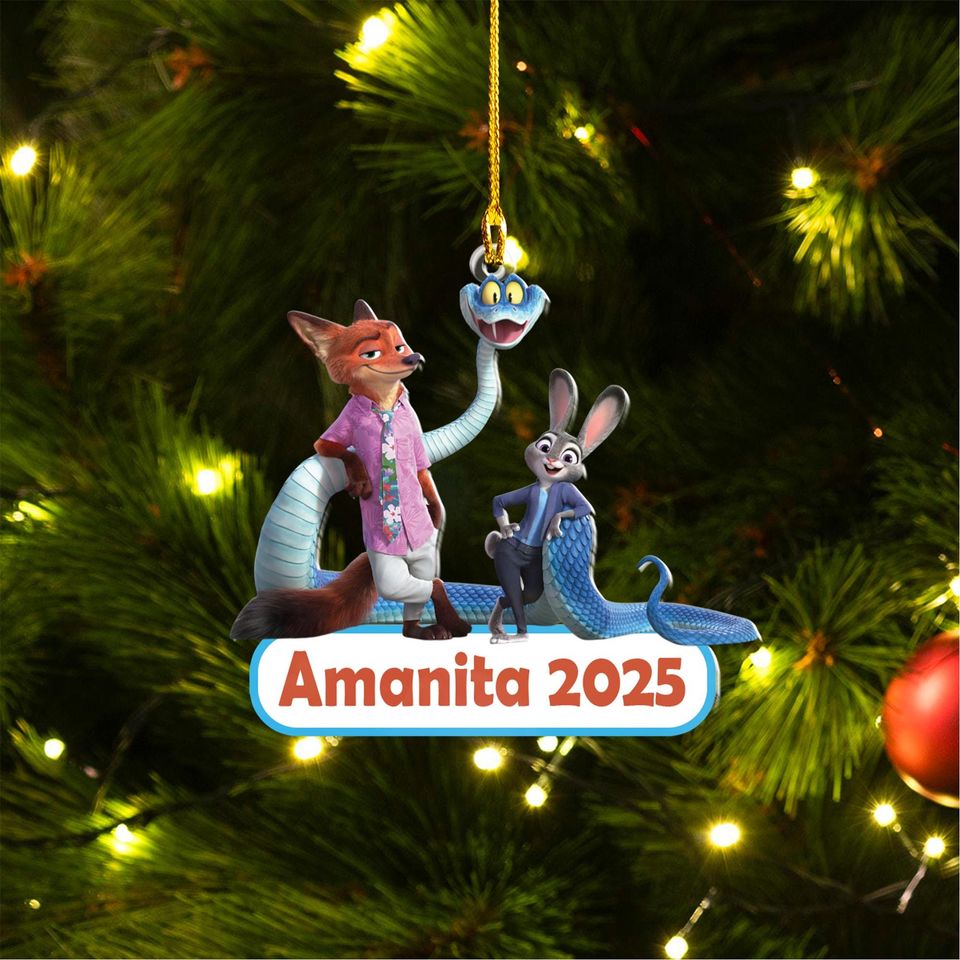 Personalized Zootopia Christmas Ornament: Nick Wilde & Judy Hopps