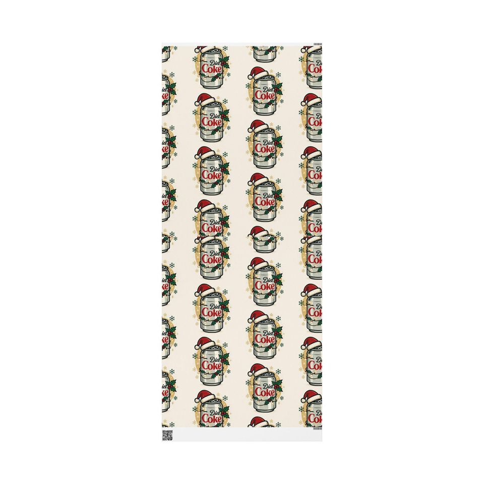 Diet Coke Can Santa Hat Wrapping Paper - Christmas Soda Pattern