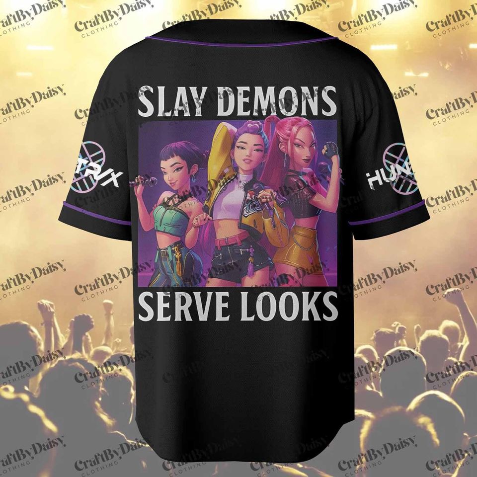 Huntrix Demon Hunters Baseball Jersey - Anime-Inspired Unisex Button Down Jersey