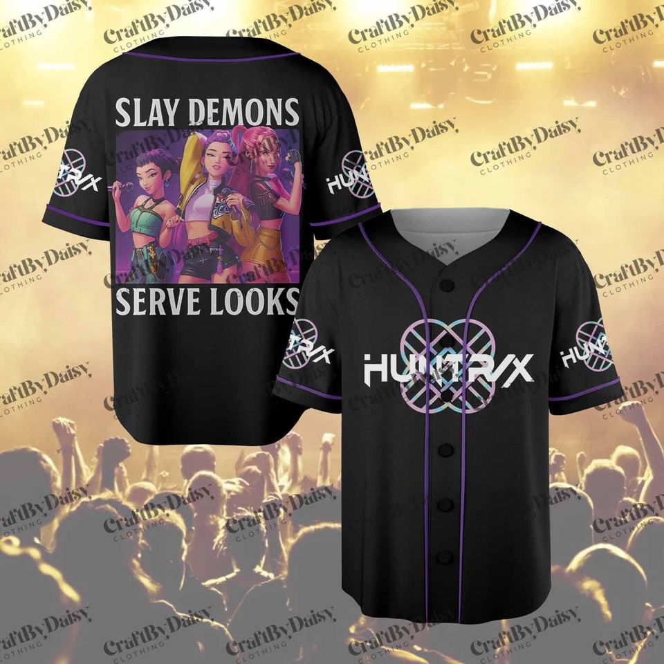 Huntrix Demon Hunters Baseball Jersey - Anime-Inspired Unisex Button Down Jersey