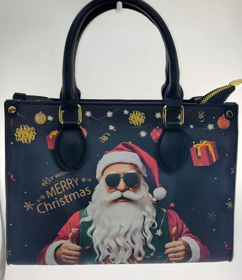 Punk Santa Leather Tote - Rockabilly Christmas Handbag